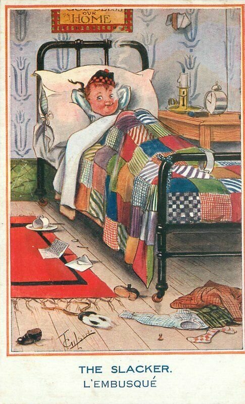 Boy Child Slacker Gilson Postcard Smoking playing Hooky Comic Humor 20-14192