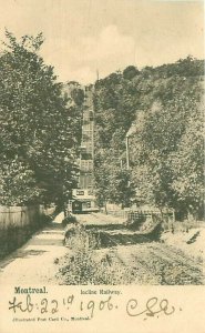 Montreal Canada Incline Railway B&W Postcard Postmarked 1906