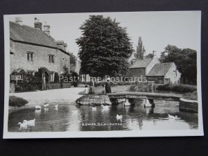 Gloucestershire LOWER SLAUGHTER Woman & Pale of Water Old RP Postcard by Packer