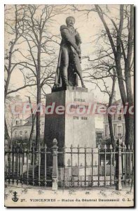 Postcard Old Vincennes statue of General Daumesnil