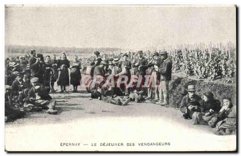 Vintage Postcard Folklore Wine Vineyards Epernay Champagne t