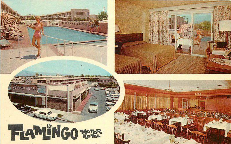 Autos Pool Flamingo Motor Hotel Tucson Arizona 1960s Postcard interior 12486