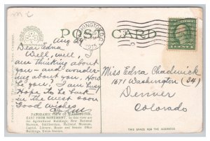 Washington D. C. Panoramic View From Washington Monument Postcard c1915 Postmark