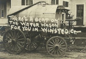 Winsted CONNECTICUT RPPC c1919 DELIVERY WAGON Water Wagon nr Torrington  