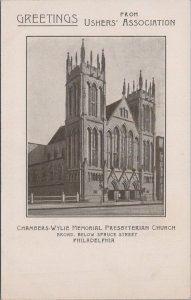 Postcard Ushers' Association Chambers Wylie Presbyterian Church Philadelphia PA