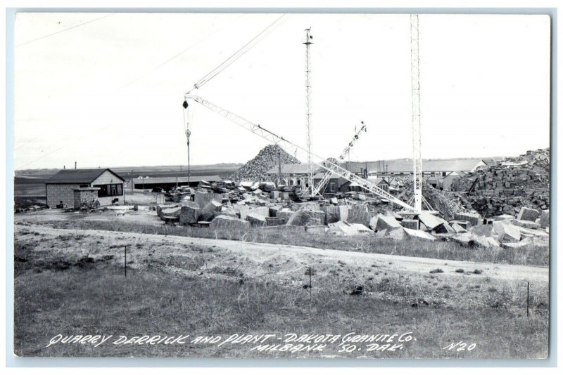 c1940's Quarry Derrick And Plant Dakota Granite Milbank SD RPPC Photo Postcard