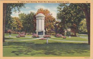 Connecticut Stamford Saint Johns Park Showing World War Monument