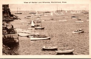 Massachusetts Marblehead View Of Harbor and Wharves