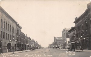 J52/ Albert Lea Minnesota RPPC Postcard c1910 Broadway Stores People 316