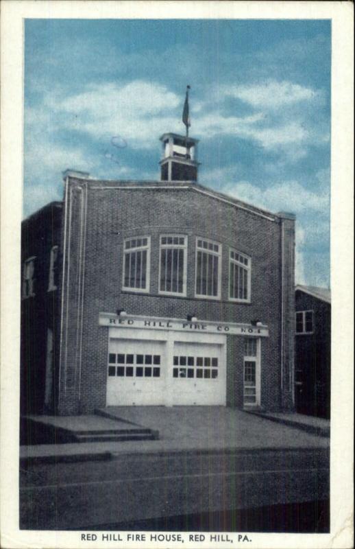 Red Hill PA Fire House Station Old Postcard