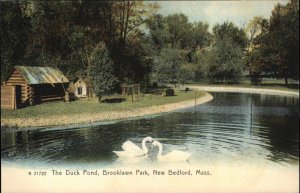 New Bedford Massachusetts MA Brooklawn Park Duck Pond Vintage Postcard