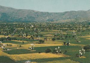 Greece Crete Lassithi wind mills for irrigations panorama postcard