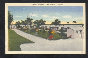 FORT PIERCE FLORIDA MOTEL RANCHO VINTAGE LINEN ADVERTISING POSTCARD