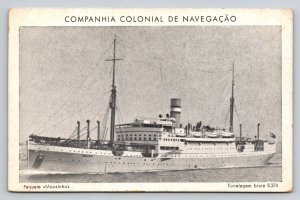 Vintage Paquete Mousinho Postcard Companhia Colonial de Navegação Portugal