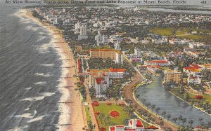 Air View Showing Hotels Along Ocean Front  Miami Beach FL 