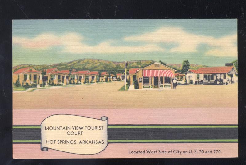 HOT SPRINGS ARKANSAS MOUNTAIN VIEW TOURIST COURT LINEN ADVERTISING POSTCARD