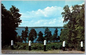 Vtg Greetings from West Branch Michigan MI Lake View 1950s Postcard