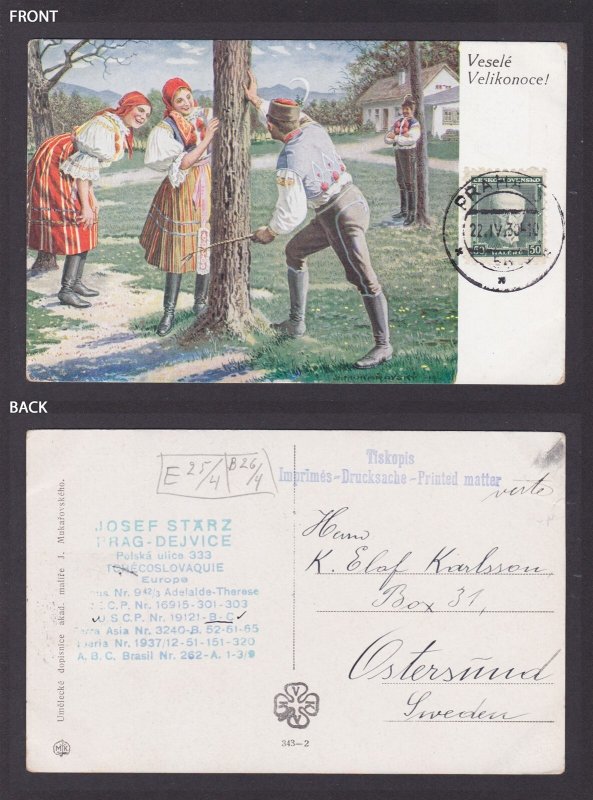 Postcard, National costume, Czechia, Happy Easter!