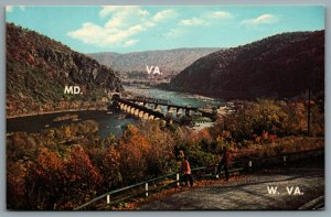 Postcard Harpers Ferry WV 1950s Where Three States Meet Shenandoah Potomac River