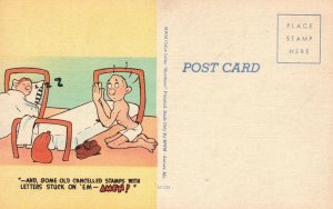 Vintage Postcard Hotel Room Bedtime Praying Sleeping Tight Comic Card