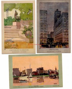12 Postcards Set, M.W. Sater, Volland Views, Art Lovers' Chicago
