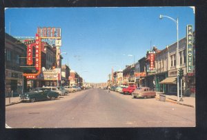 HAVRE MONTANA DOWNTOWN STREET SCENE OLD CARS STORES VINTAGE POSTCARD MT.