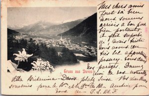 Switzerland Gruss aus Davos Vintage Postcard C219