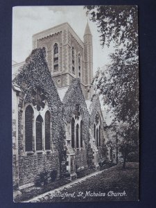 Surrey GUILDFORD St. Nicholas Church, Stacked Isle Chair - Old Postcard by Frith