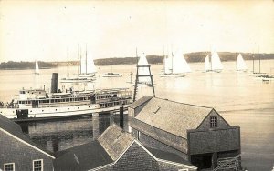 Steamer Southport Coming Into Port Sailboats Real Photo Postcard