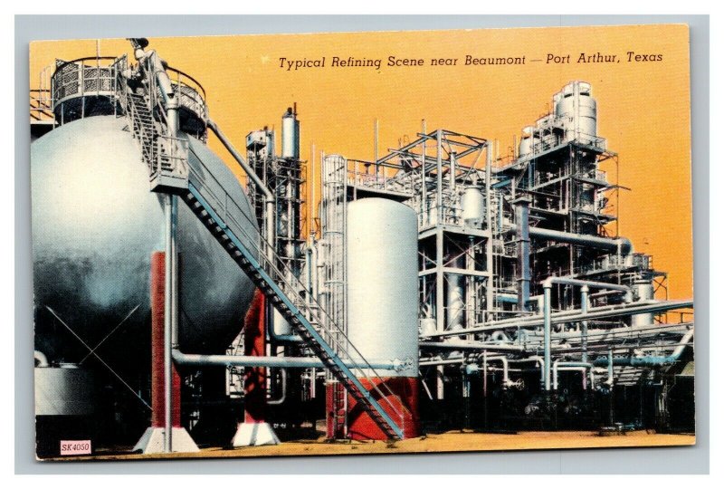 Vintage 1950's Colorized Photo Postcard Oil Refinery Port Arthur Texas ...