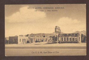 KINGMAN ARIZONA ROUTE 66 BELL'S MOTEL VINTAGE ADVERTISING POSTCARD