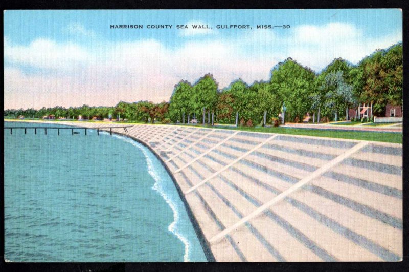 Mississippi GULFPORT Harrison County Sea Wall cost $3,5000,000 - Linen