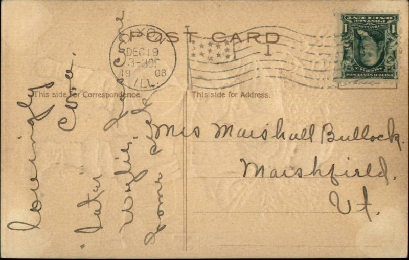 Christmas - Santa Claus & Toys Airbrushed Embossed c1910 Postcard