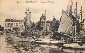 Navigation & sailing themed vintage postcard Dunkerque fisherman bay