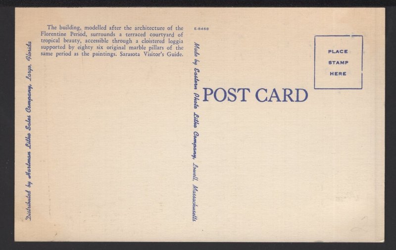 Florida SARASOTA Interior Courtyard of Ringling Art Museum ~ Linen