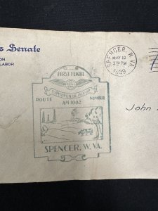 U.S. SENATOR RUSH HOLT ORIGINAL 1939 HISTORICAL ENVELOPE AIR MAIL WEST VIRGINIA