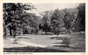 STURGIS MICHIGAN MEMORIAL PARK CLEAR VIEW C-301 POSTCARD 1939 PSTMK