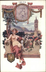 Art Nouveau Nude Woman Austrian Composer Viktor Keldorfer CRUDER Postcard