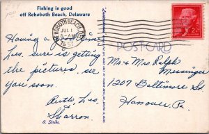 Postcard Fishing is Good Off Rehoboth Beach DE 1957