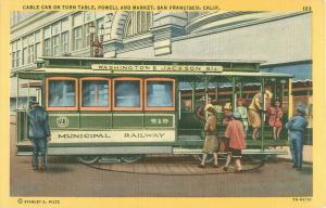 Cable Car 518 Muncipal Railway Washington & Jackson San Francisco CA Postcard