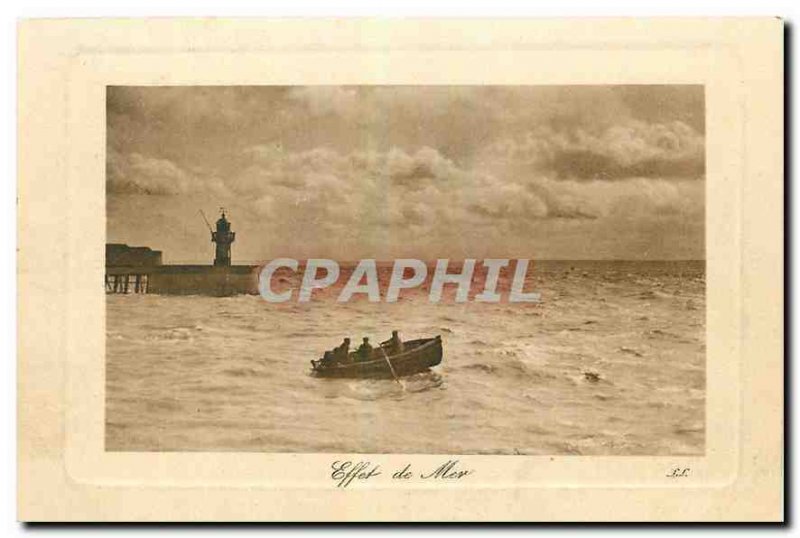 Postcard Old Effect Sea Boat Lighthouse