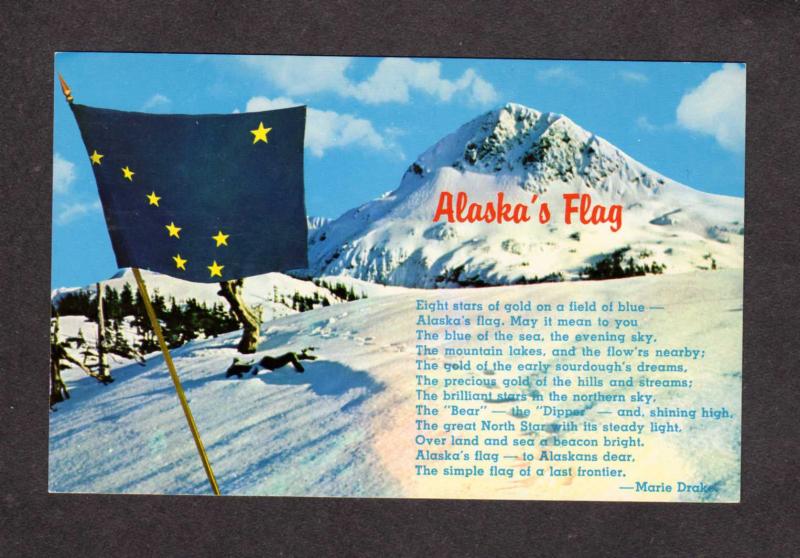 AK Alaska Flag Marie Drake Poem Alaskan Postcard Mt Mckinley