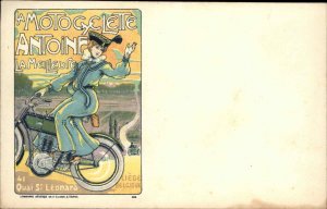 Art Nouveau Belgian Motorcycle Adv Motocyclette Antoine Georges Gaudy Postcard