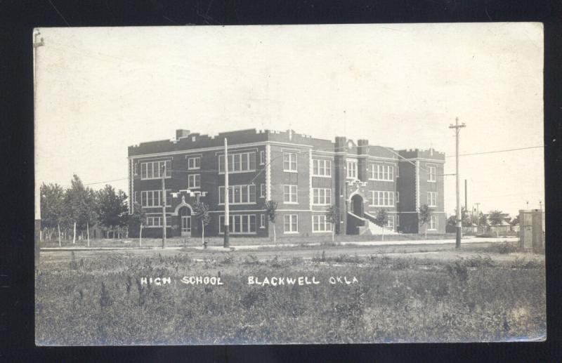 Rppc Blackwell Oklahoma High School Building Vintage Real Photo