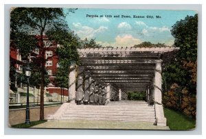 Vintage 1920 Postcard Pergola 11th Street and The Paseo Kansas City Missouri