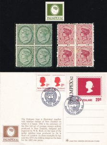 Palmpex 82 WR Bock Stamp Block 2x Postcard New Zealand FDC