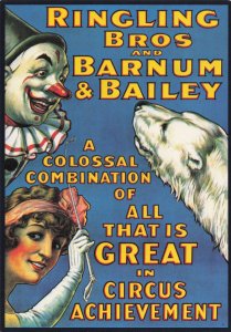 Ringling Bros & Barnum Bailey Clown Circus Poster Advertising Postcard