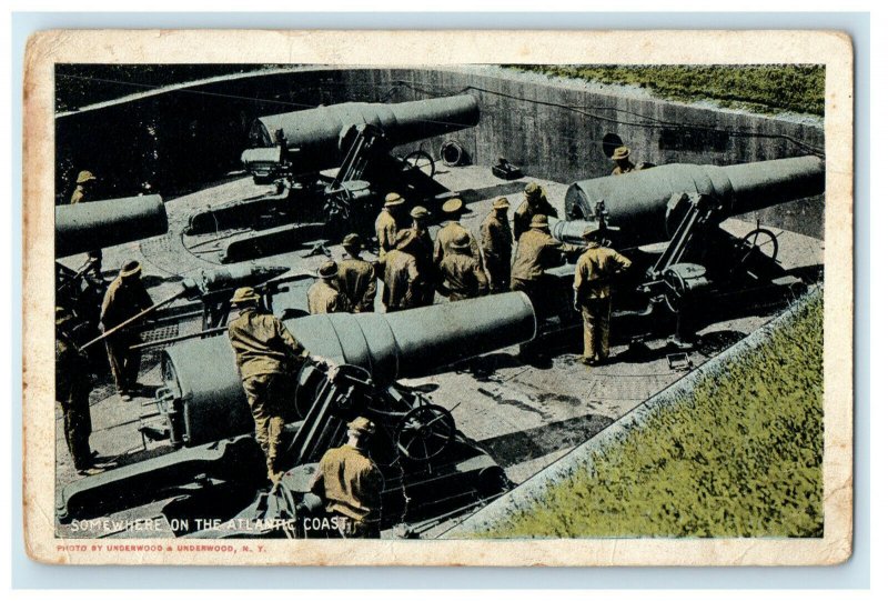 1917 Fort Terry NY Somewhere On The Atlantic Coast Guard Cannons Posted Postcard