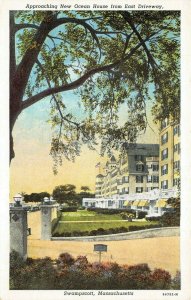 Swampscott Massachusetts 1940s Postcard Approaching New Ocean House