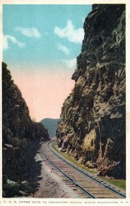 VINTAGE POSTCARD MARINE CENTRAL RAILROAD UPPER GATE TO CRAWFORD NOTCH c. 1920